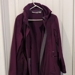 Chic Plum Hooded Trench Coat